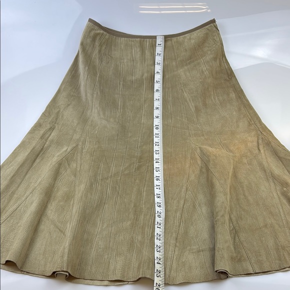 MaxMara Tan A-Line High-Low Leather Skirt N279-15 - Picture 5 of 6